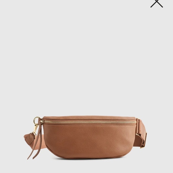 Quince Italian Pebbled Leather Sling Bag in Cognac - Picture 9 of 14